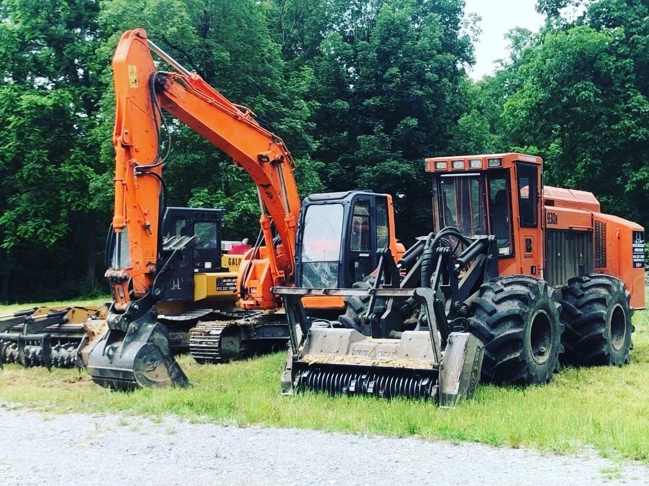 image of excavator and mulching machines for Midstate Land Clearing and Forestry Mulching LLC